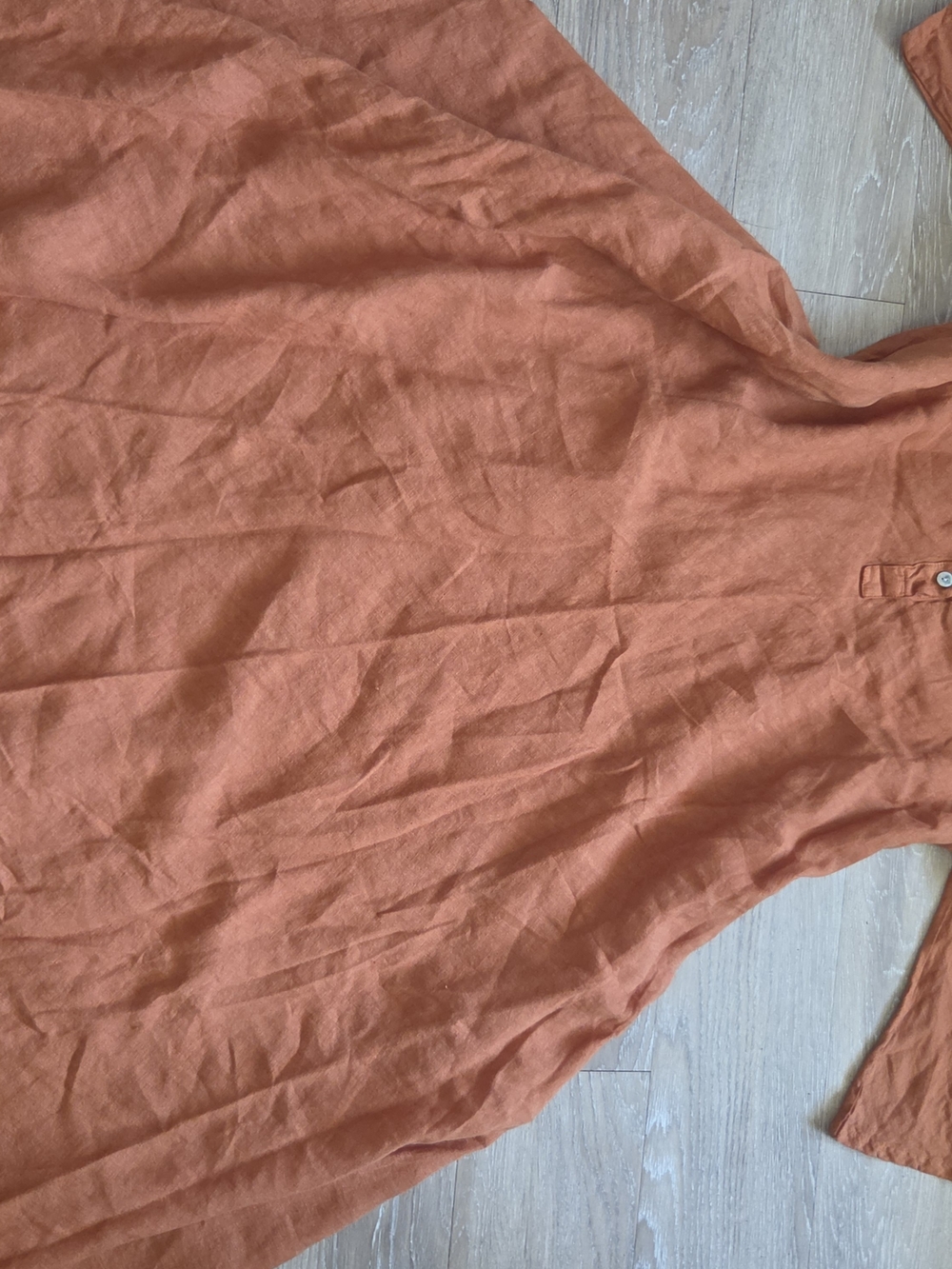 Boho 100% Linen Rust Orange Maxi Dress Sz L/XL Made In Italy